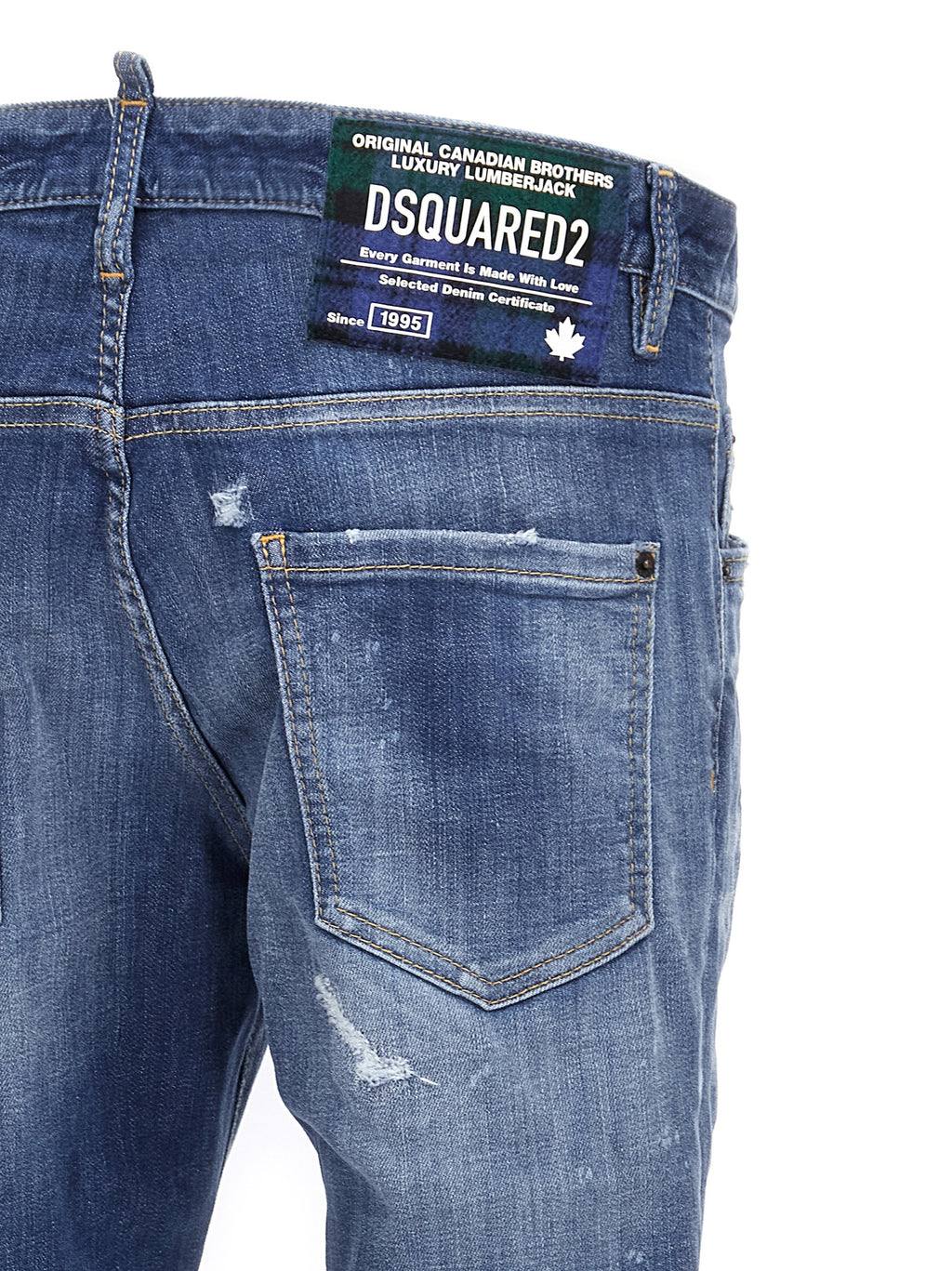 Blue Cotton Straight-Leg Jeans