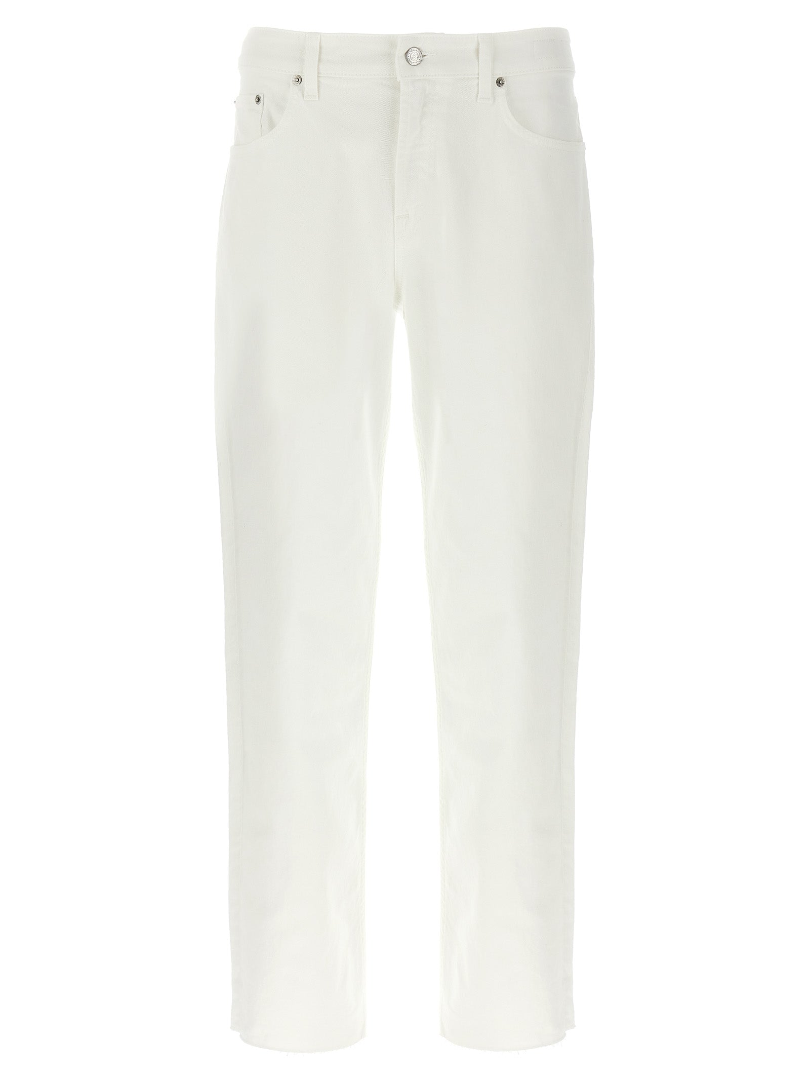 White Cotton Straight-Leg Jeans