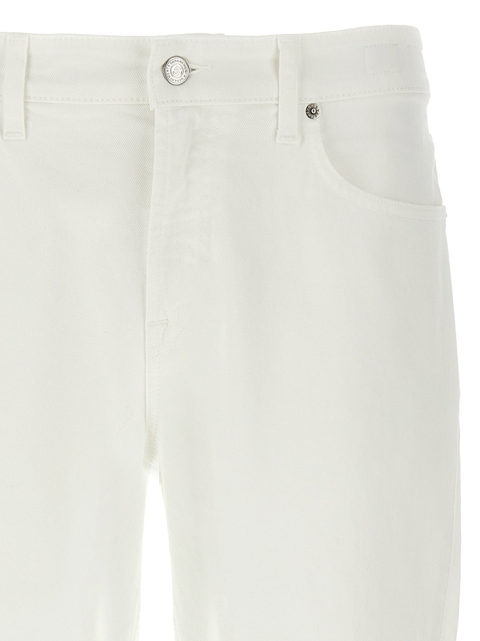 White Cotton Straight-Leg Jeans