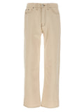 Beige Cotton Straight-Leg Jeans