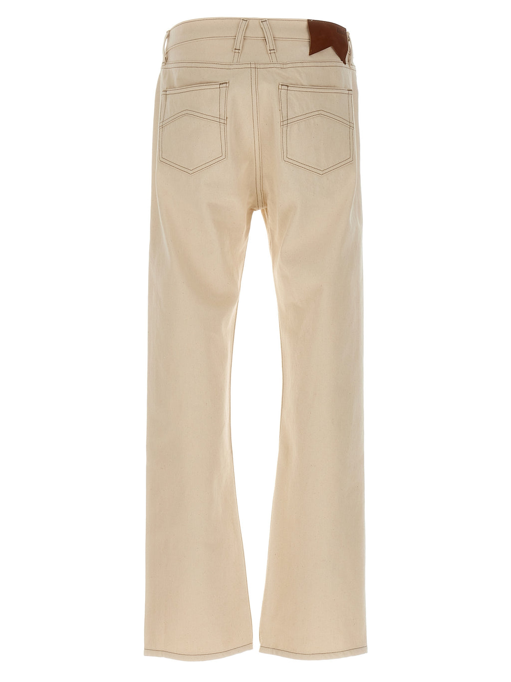 Beige Cotton Straight-Leg Jeans