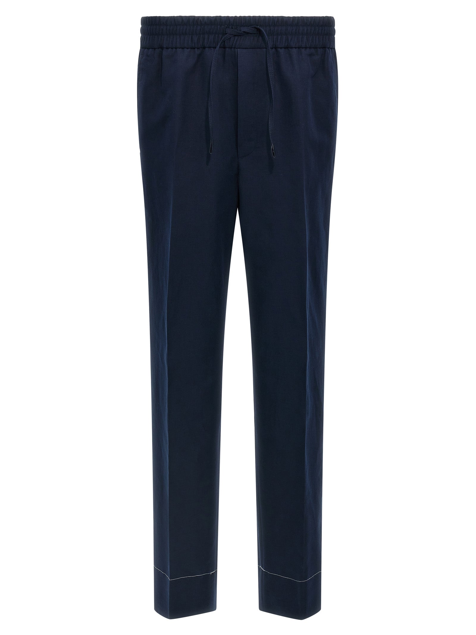 Blue Linen Casual Pants