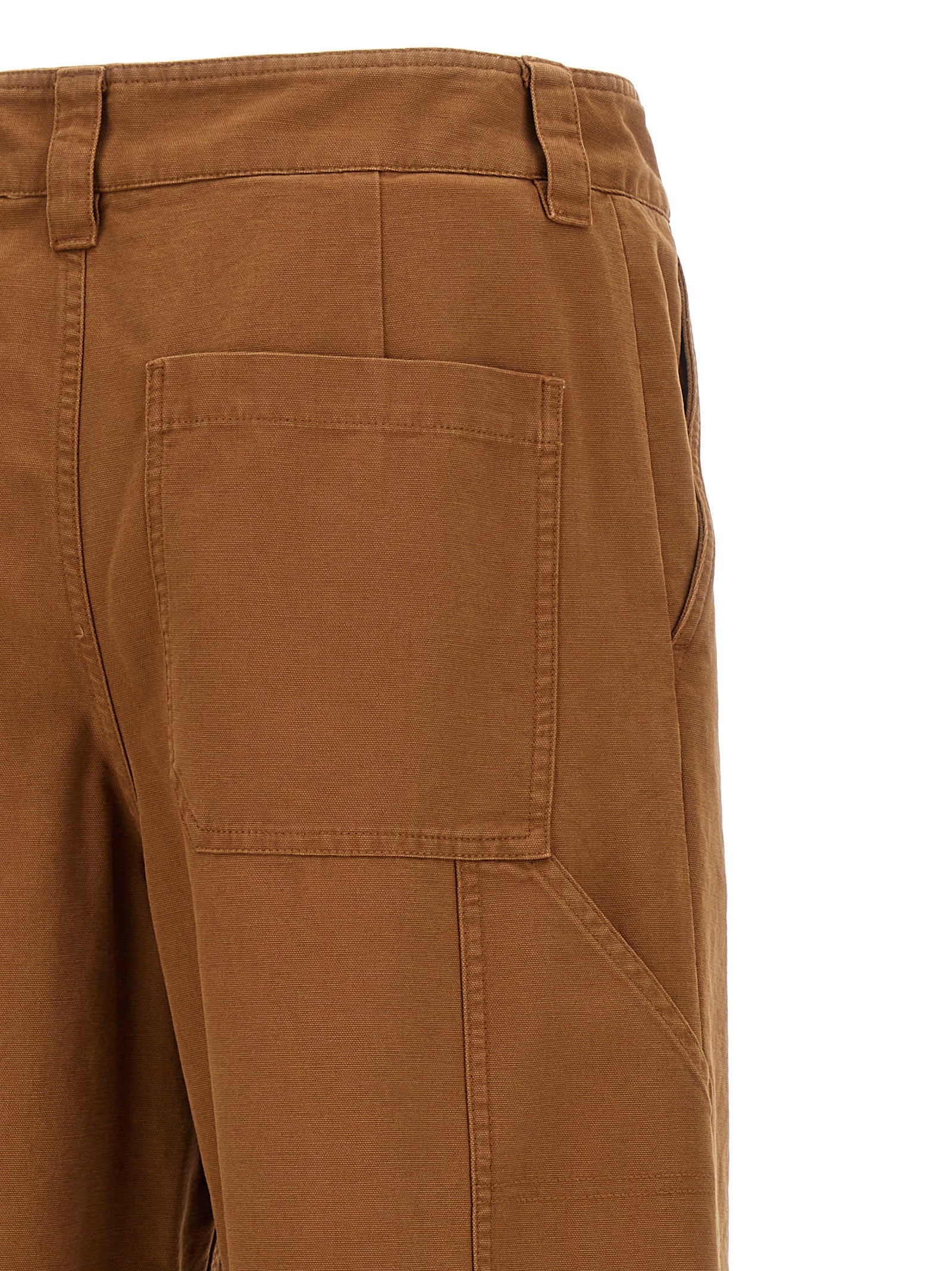 Brown Cotton Casual Pants
