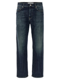 Blue Cotton Straight-Leg Jeans