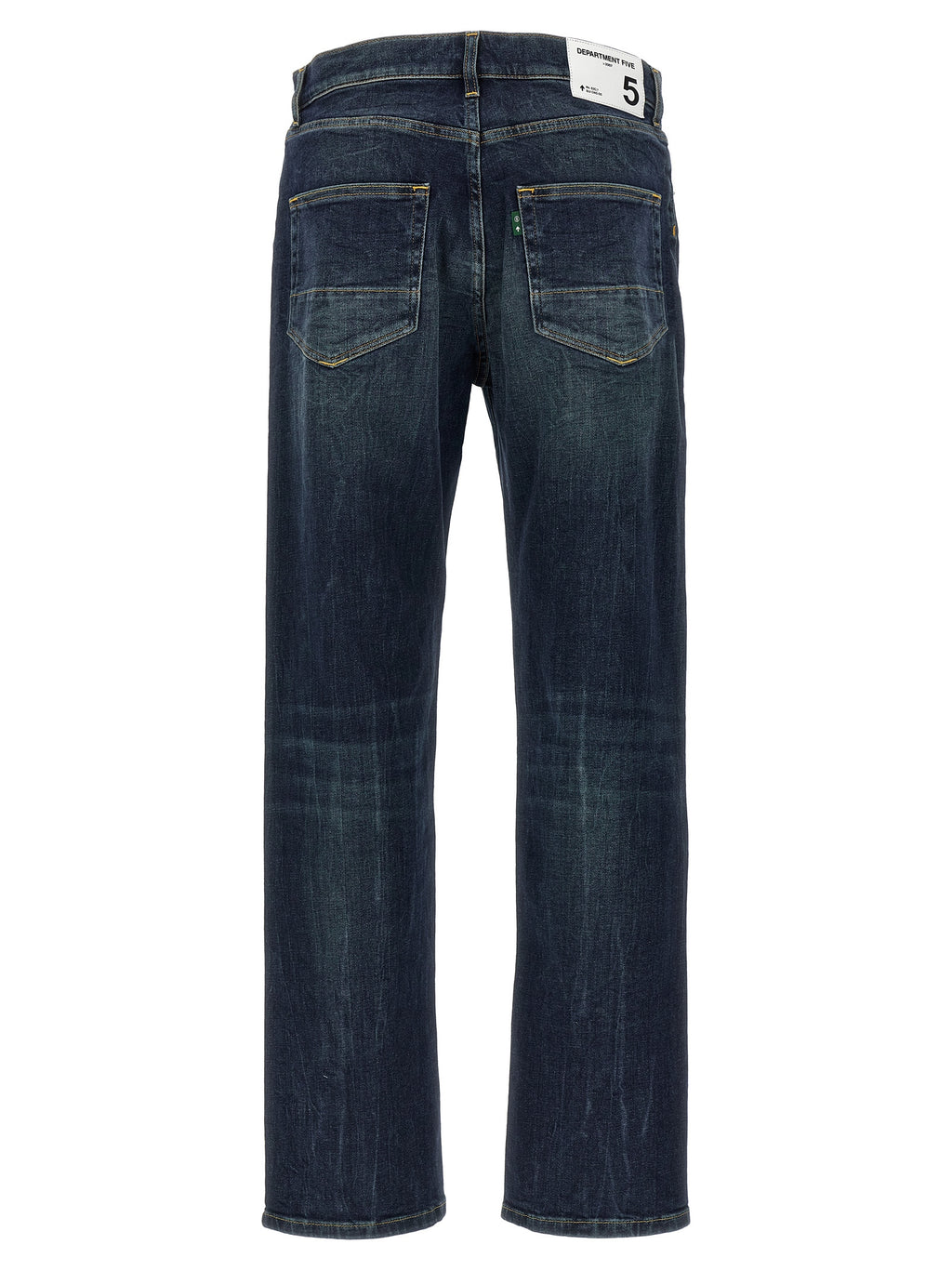 Blue Cotton Straight-Leg Jeans