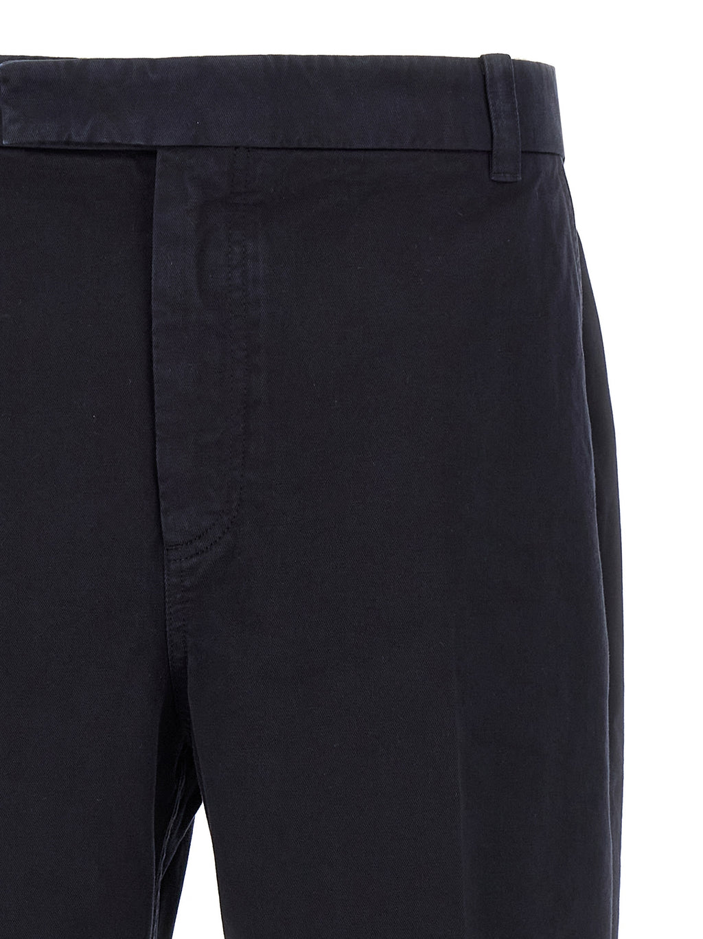 Blue Cotton Casual Pants