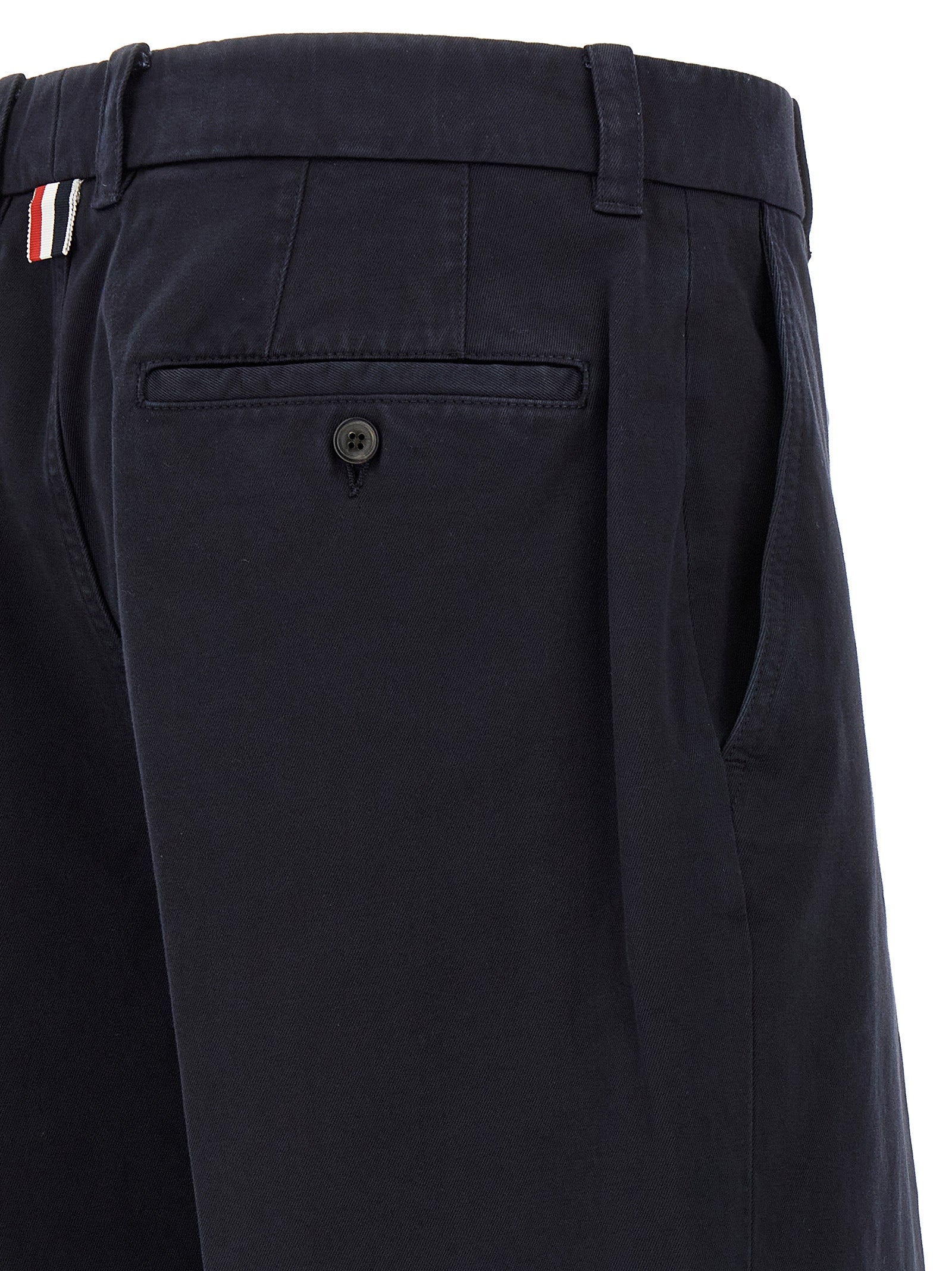 Blue Cotton Casual Pants