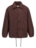 Brown Polyester Full-Length Jacket