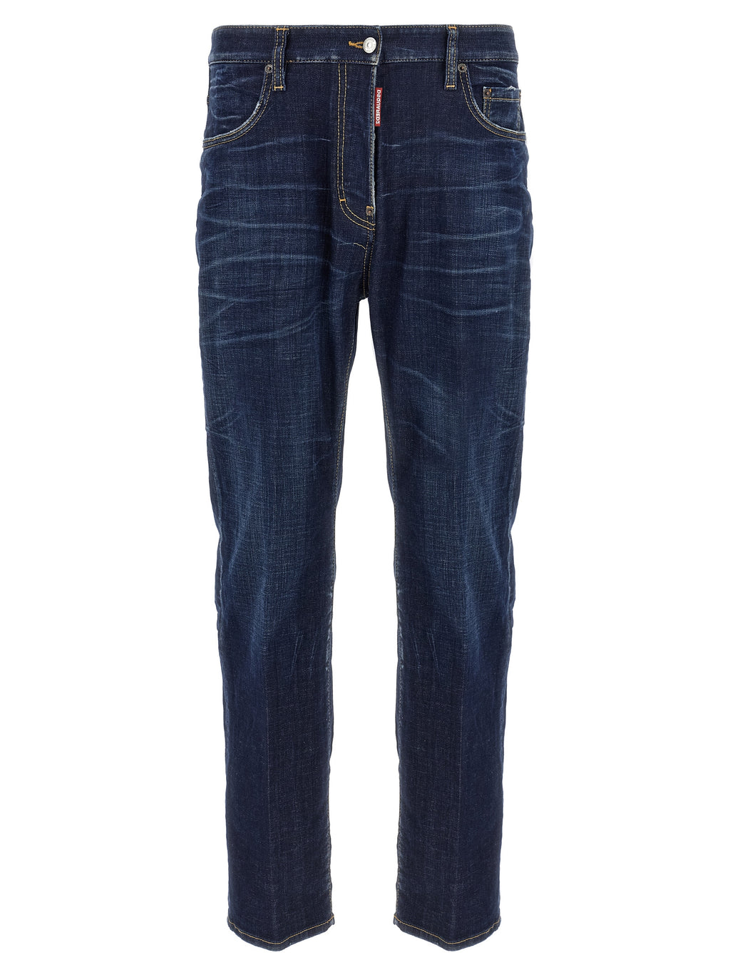 Blue Cotton Straight-Leg Jeans
