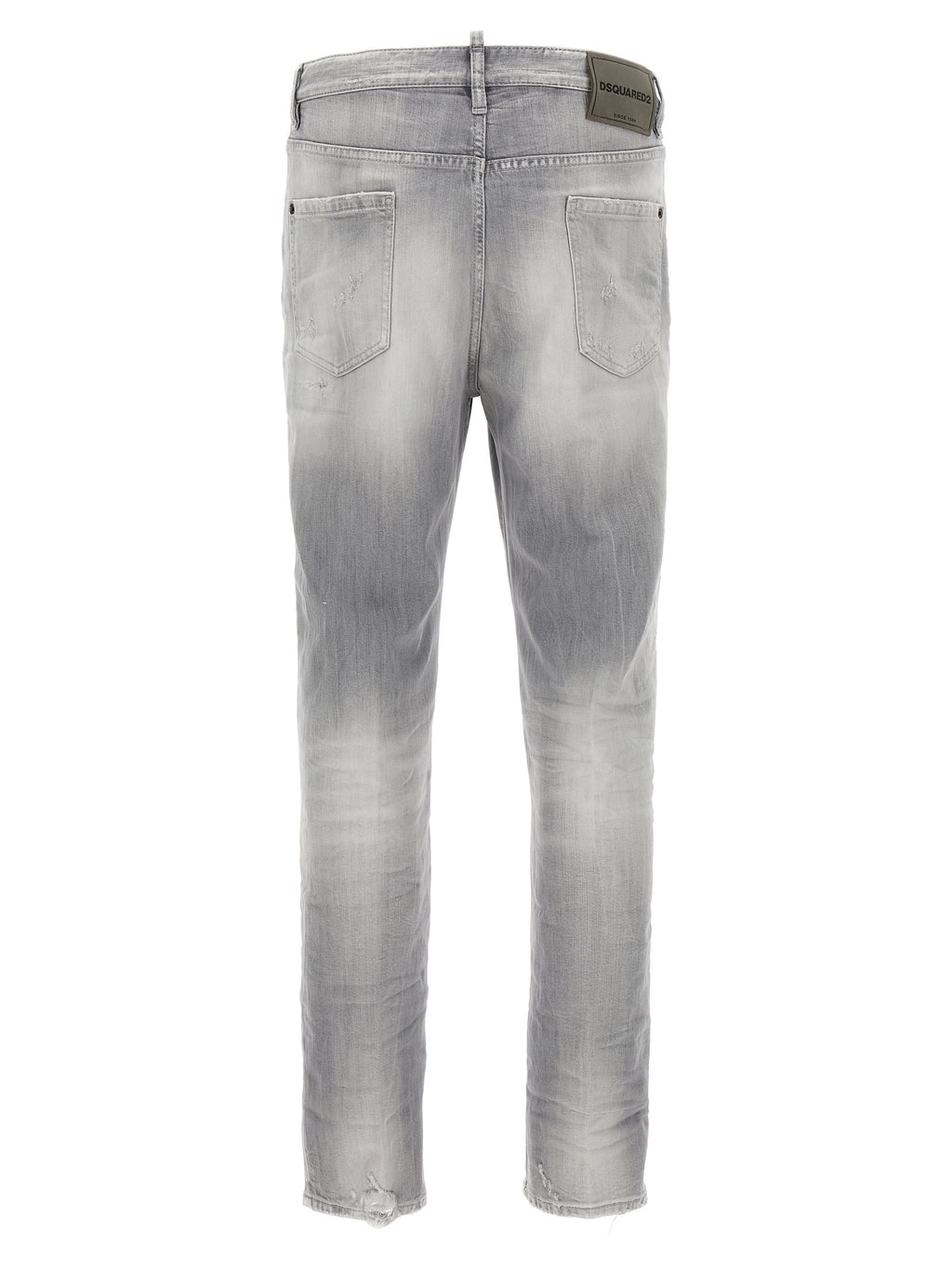 Gray Cotton Straight-Leg Jeans