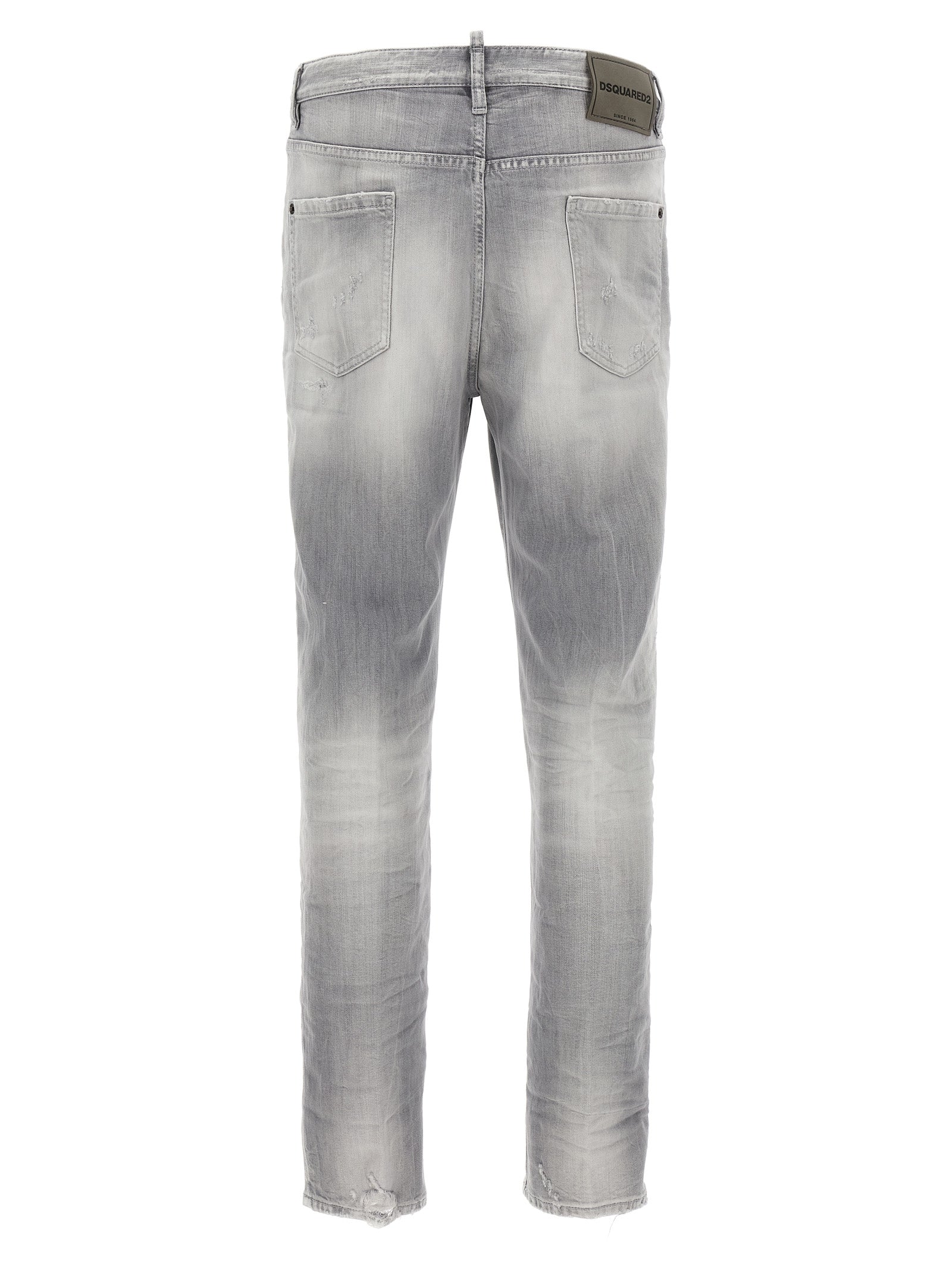 Gray Cotton Straight-Leg Jeans