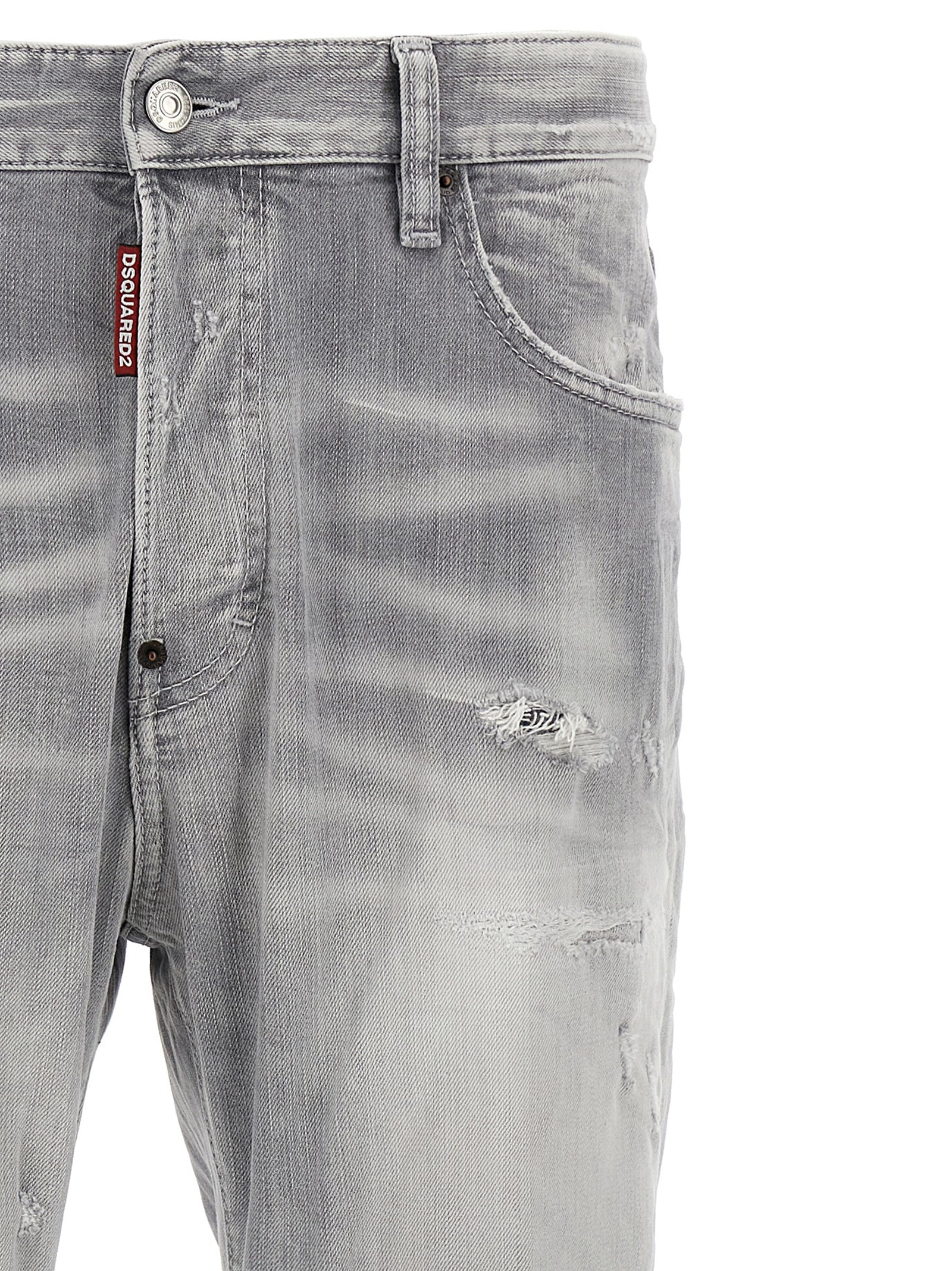 Gray Cotton Straight-Leg Jeans