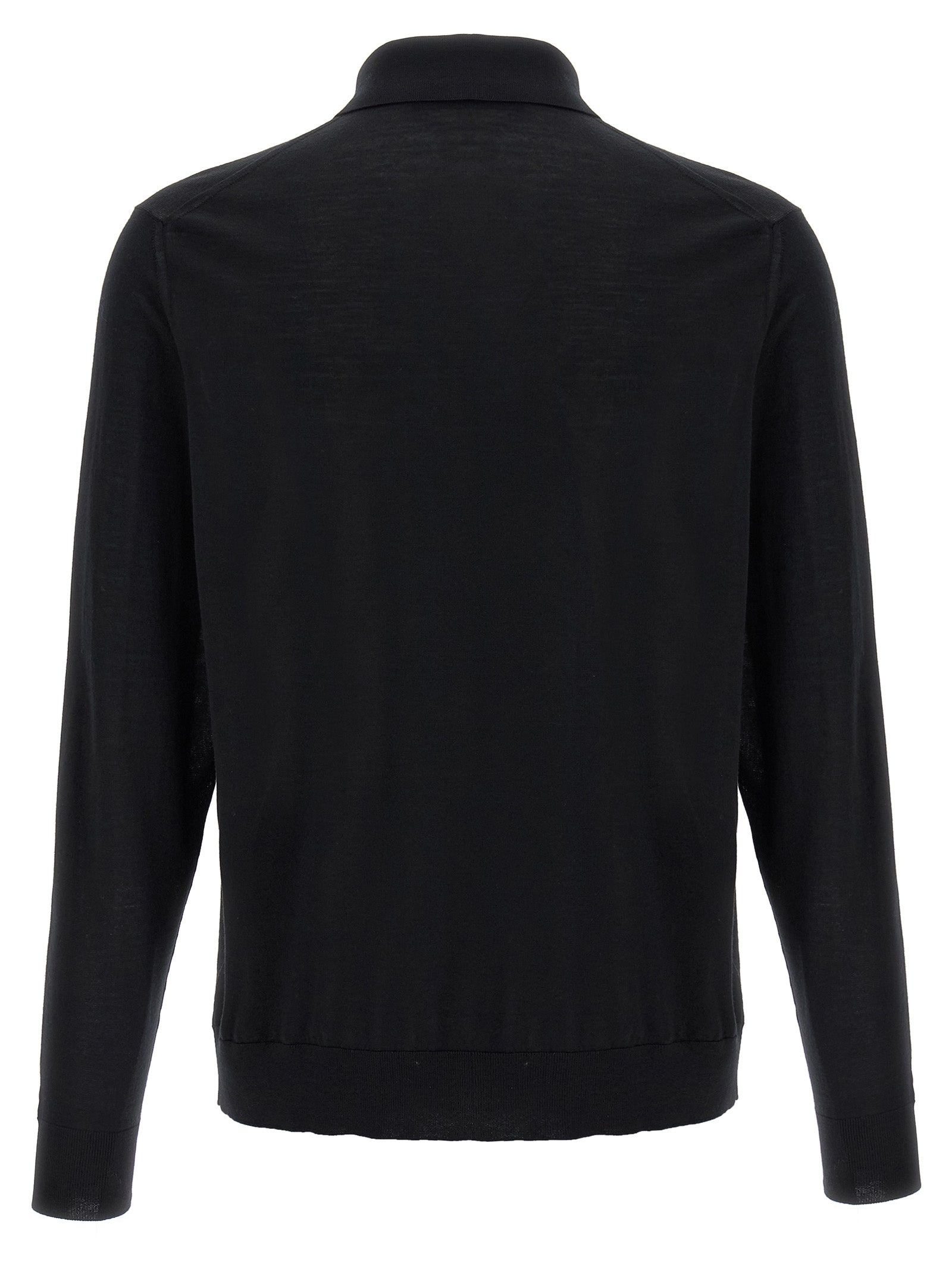 Black Wool Polo Shirt