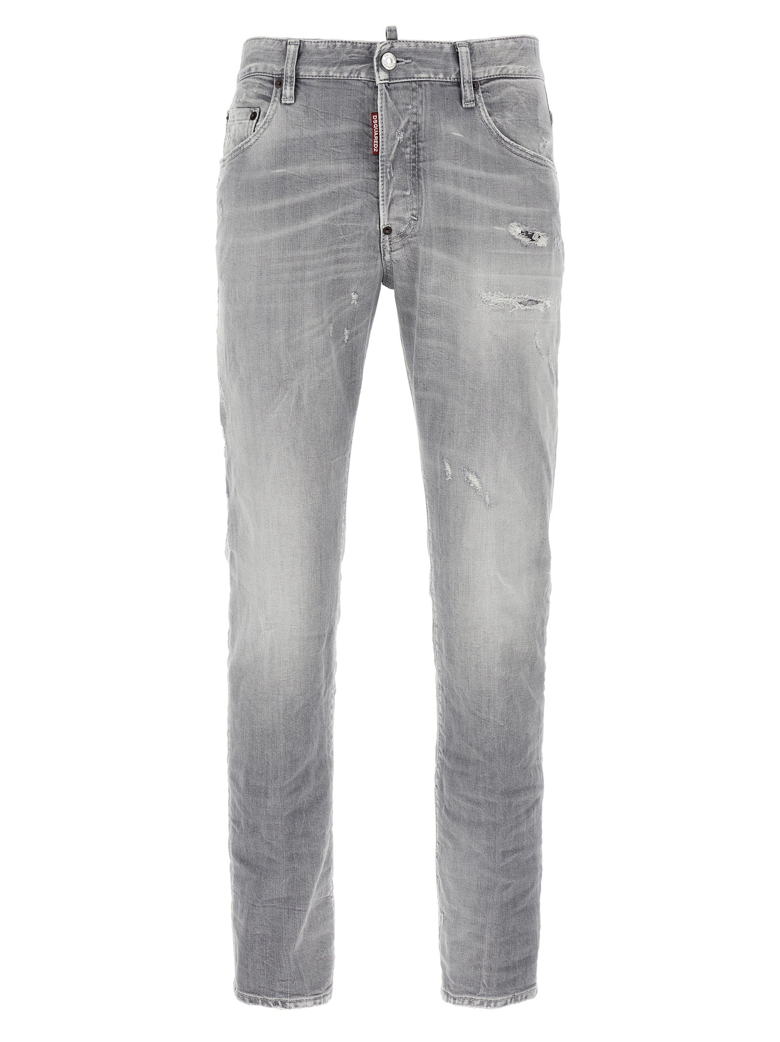 Gray Cotton Relaxed Fit Jeans