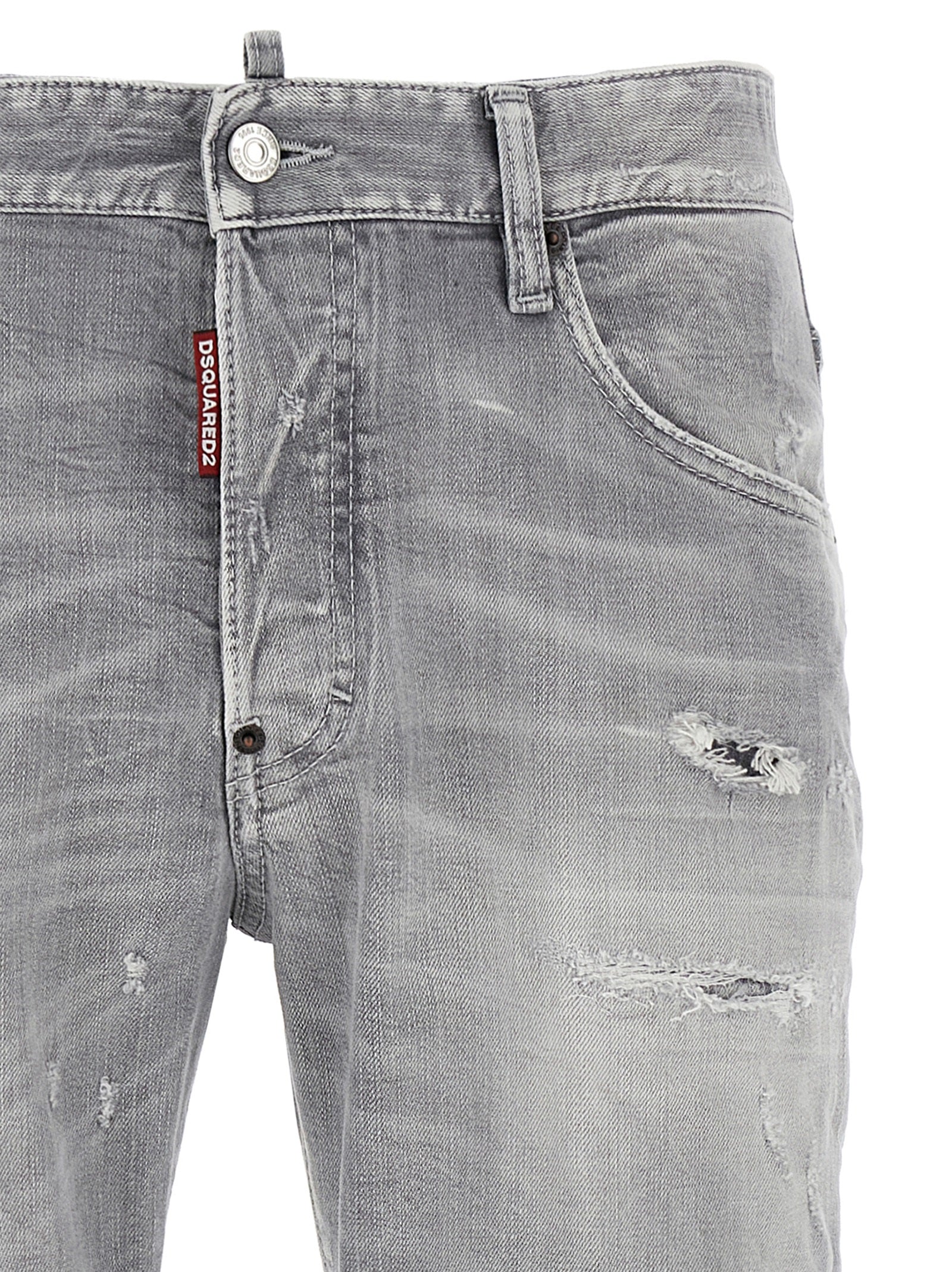 Gray Cotton Relaxed Fit Jeans