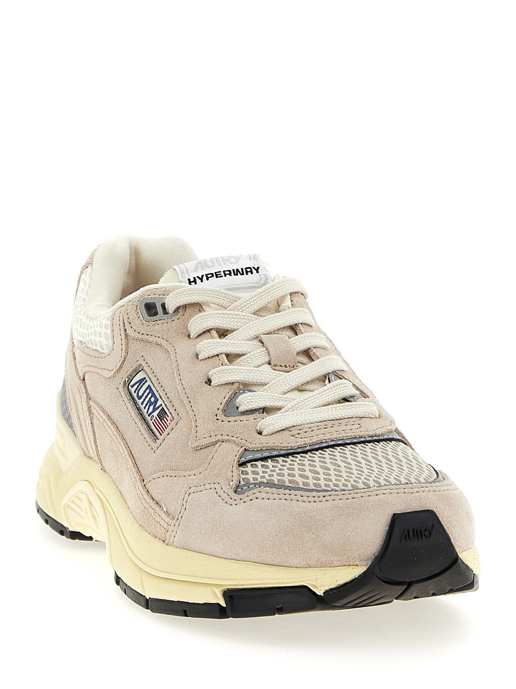 Beige Cowhide Athletic Sneakers