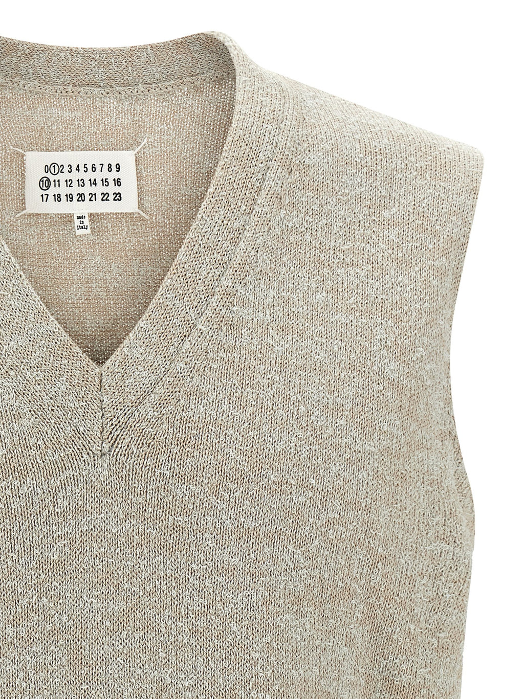 Beige Cotton Sleeveles Sweater
