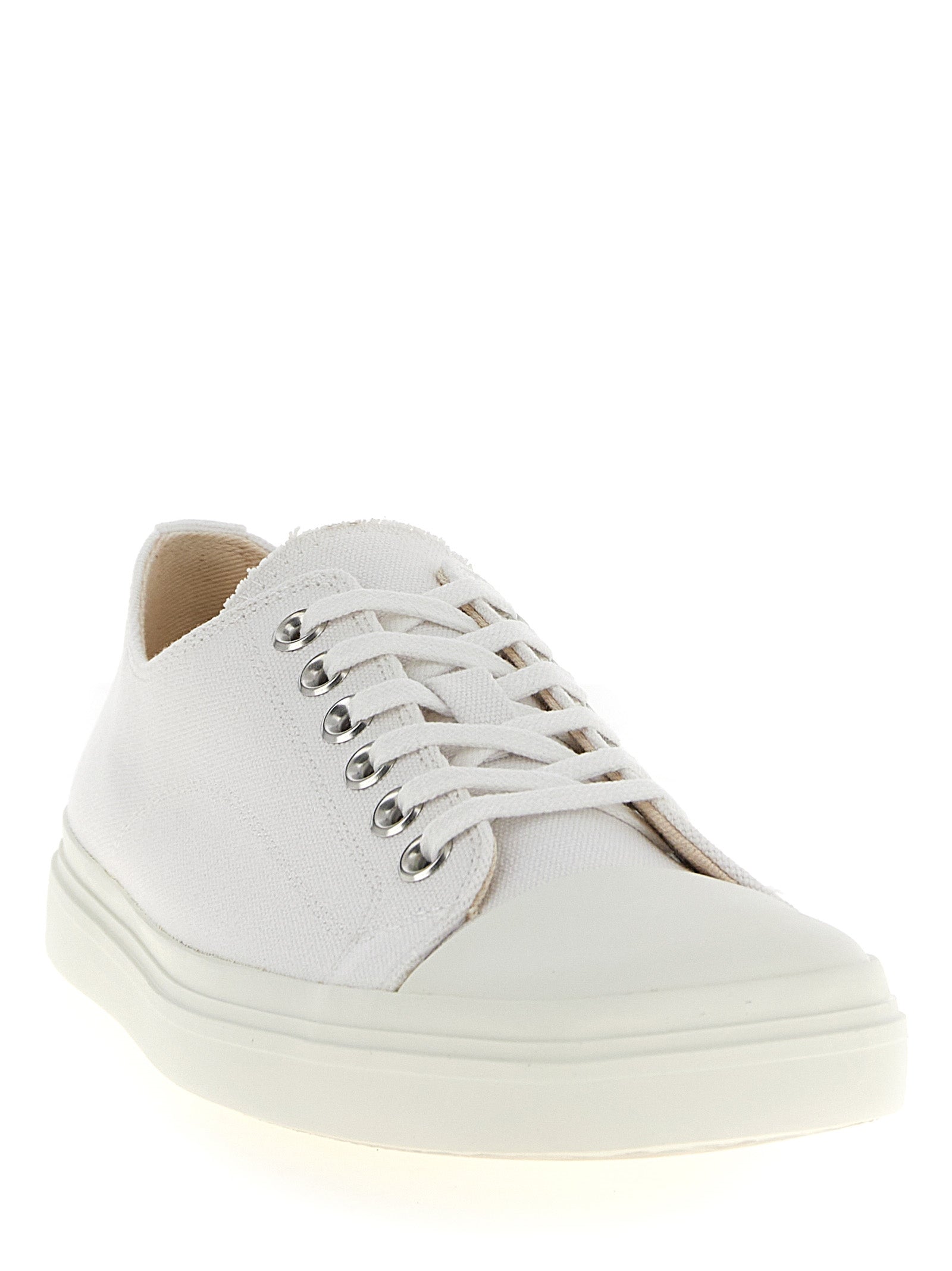 White Cotton Low Top Sneakers
