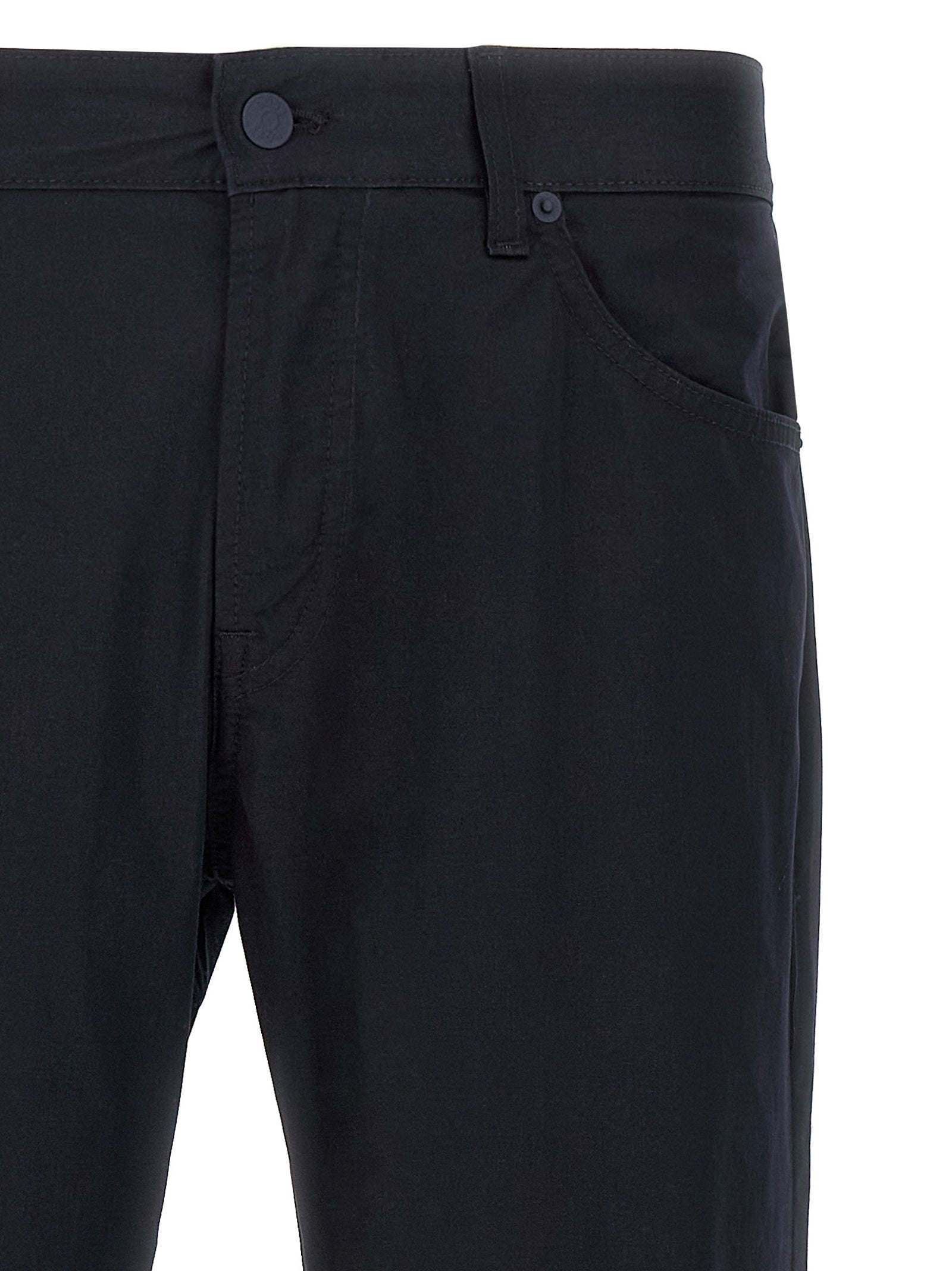 Blue Cotton Casual Pants
