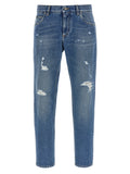 Blue Cotton Straight-Leg Jeans