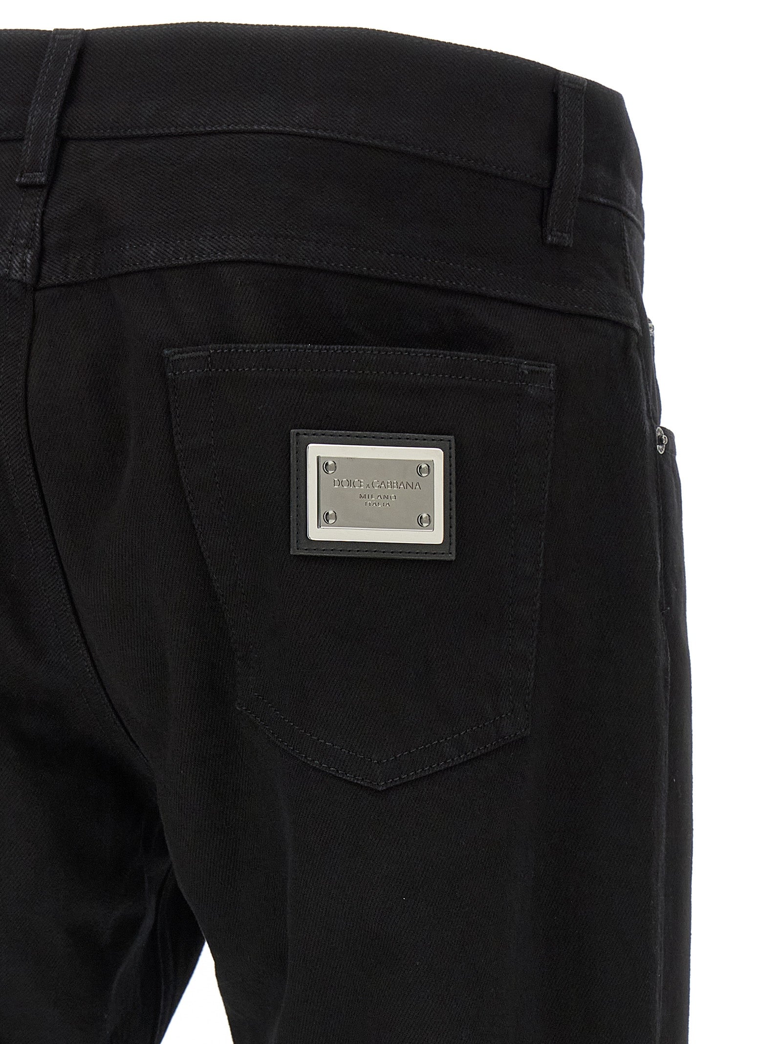 Black Cotton Straight-Leg Jeans