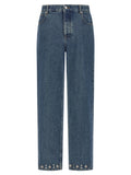 Blue Cotton Straight-Leg Jeans