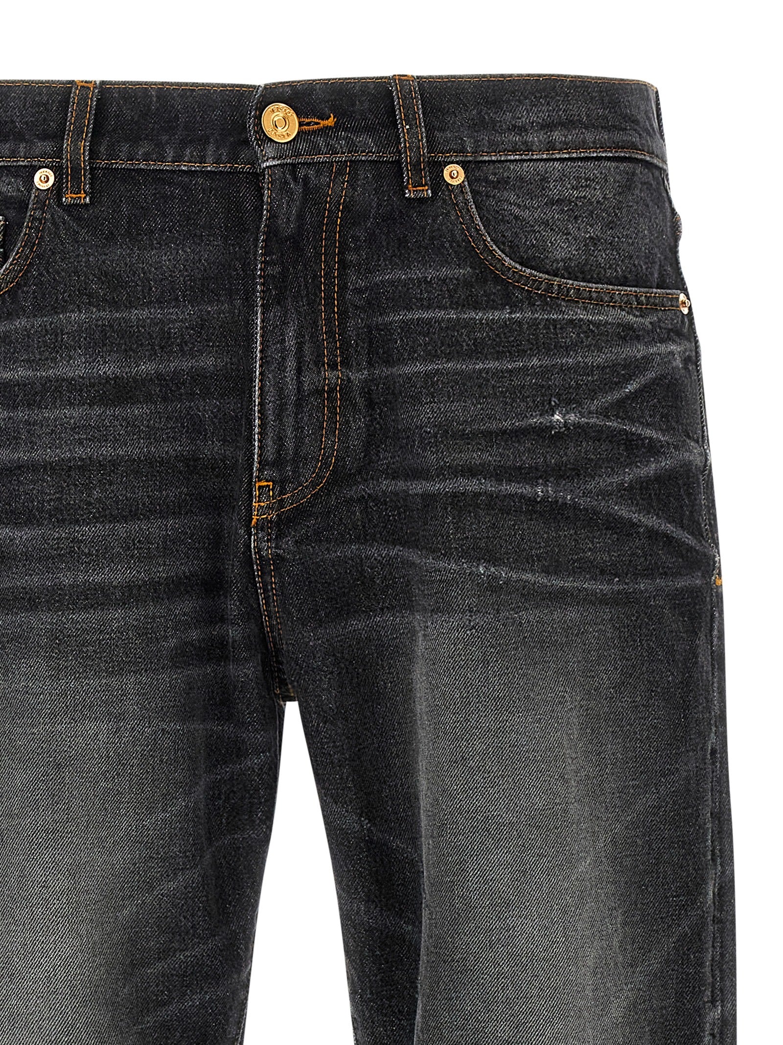 Black Cotton Straight-Leg Jeans