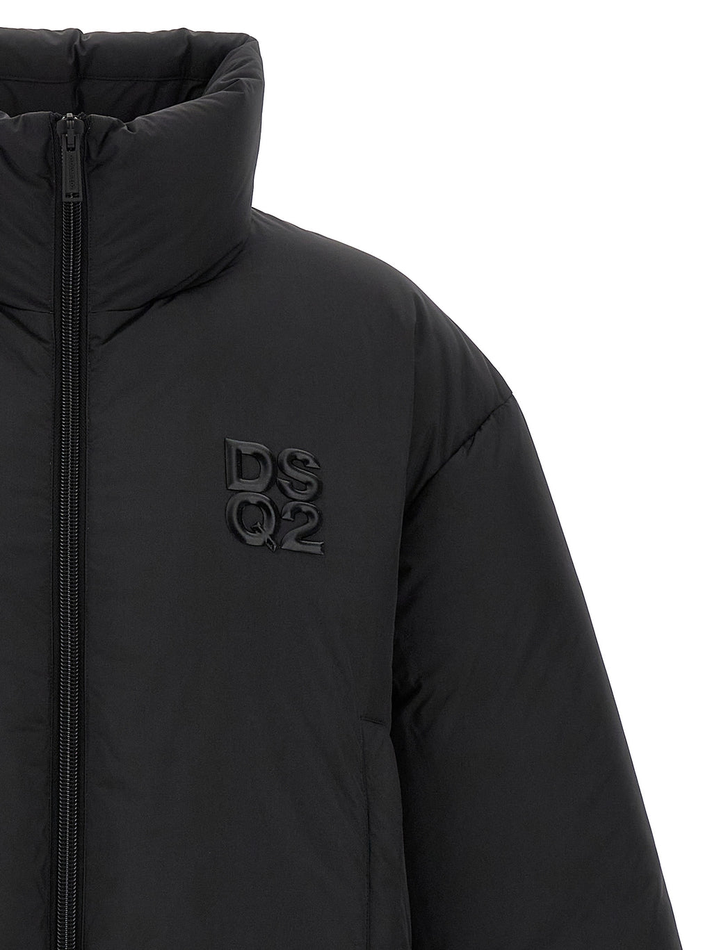 Black Polyester Full-Length Jacket
