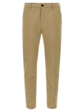 Beige Cotton Cropped Pants