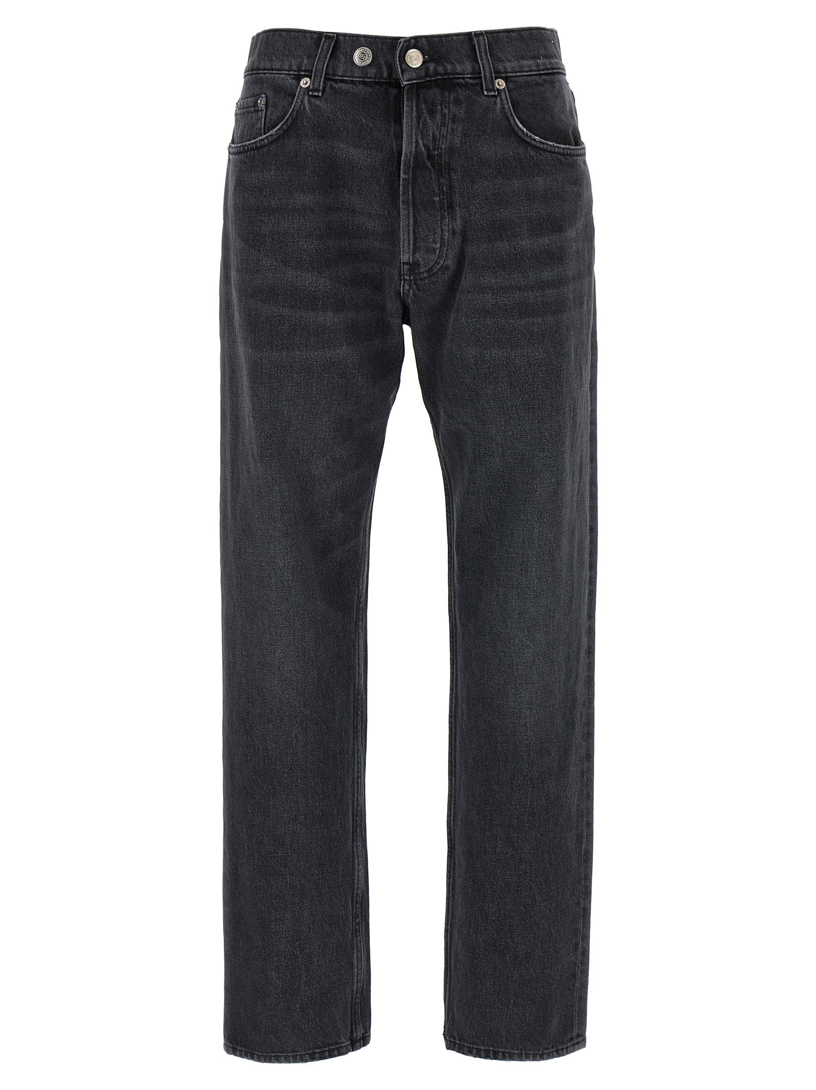 Black Cotton Straight-Leg Jeans