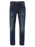 Blue Cotton Straight-Leg Jeans