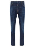 Blue Cotton Straight-Leg Jeans