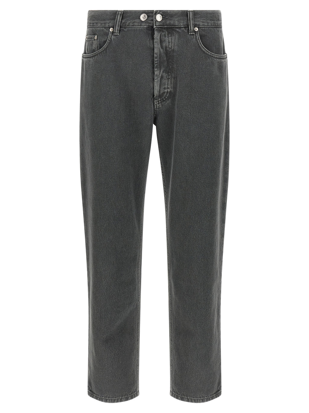 Gray Cotton Cropped Jeans