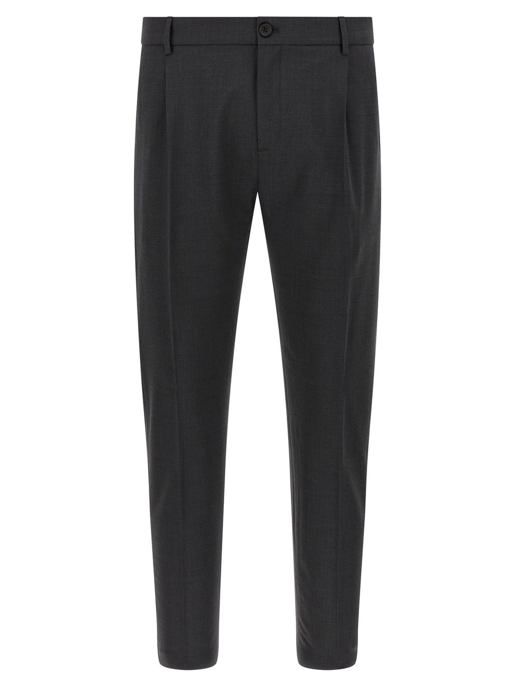 Gray Virgin Wool Cropped Pants