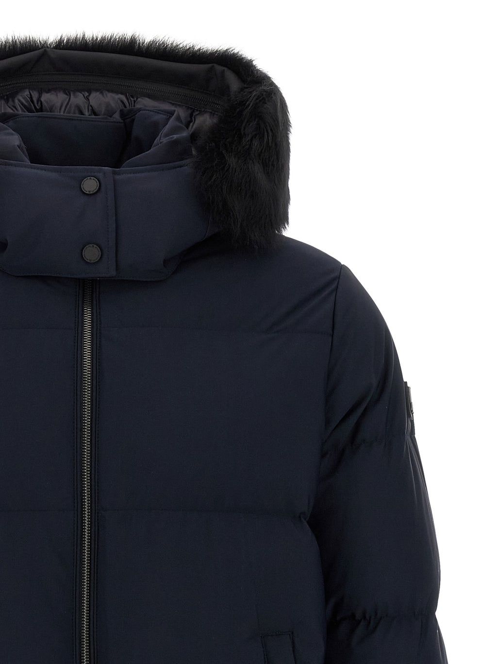Blue Nylon Full-Length Jacket