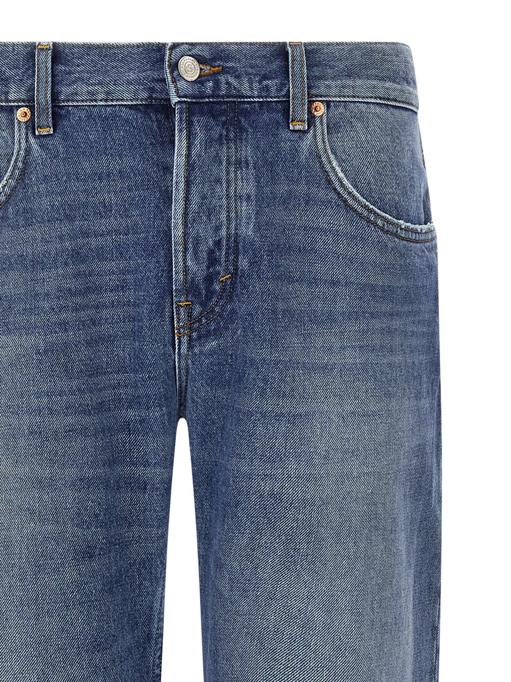 Blue Cotton Straight-Leg Jeans