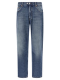 Blue Cotton Straight-Leg Jeans