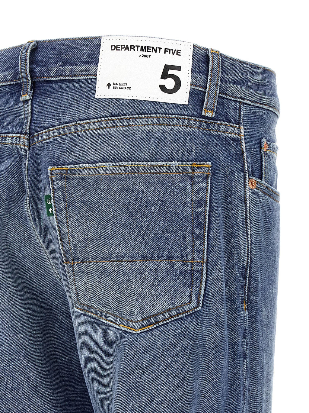 Blue Cotton Straight-Leg Jeans