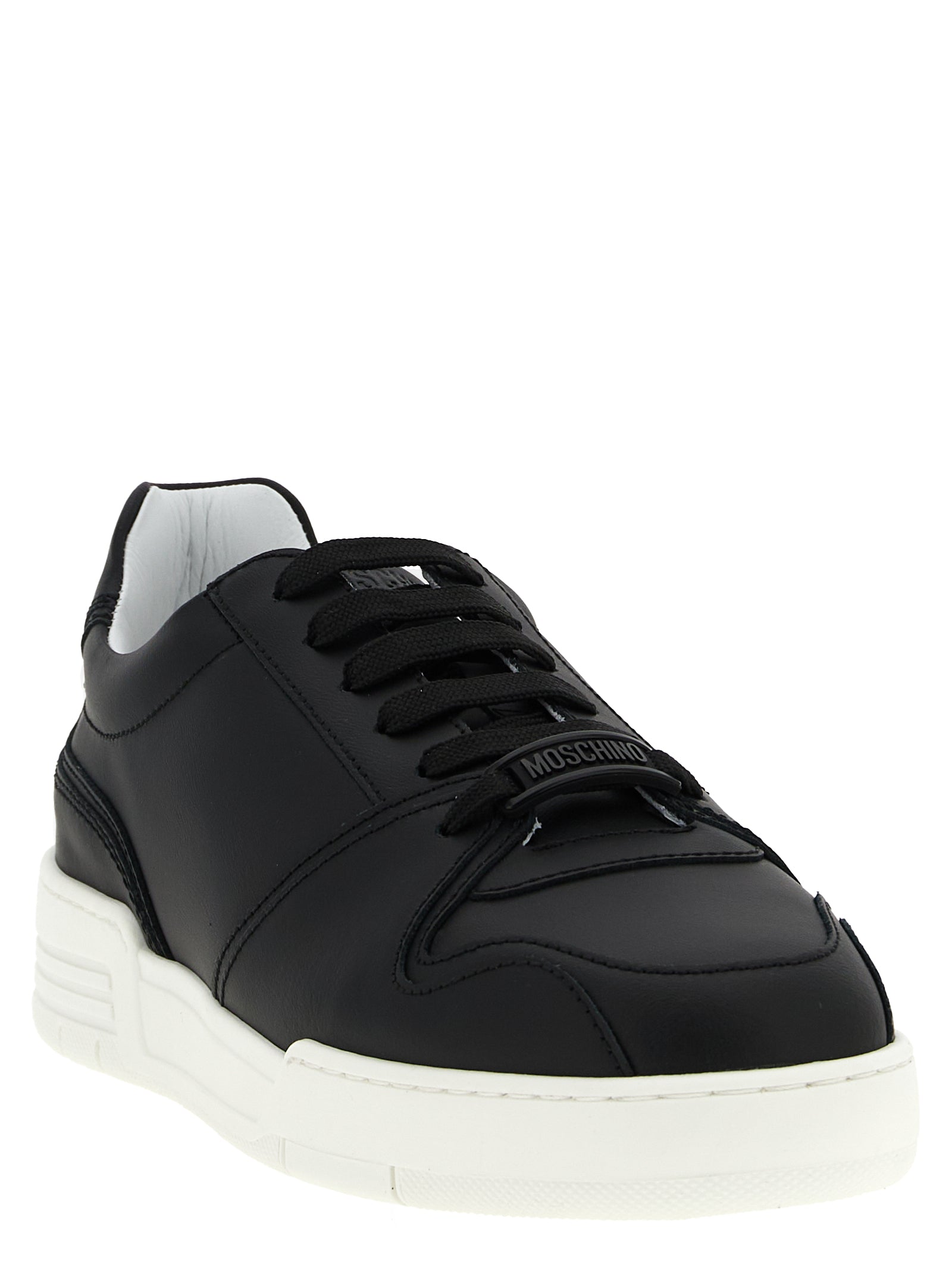 Black Leather Low Top Sneakers