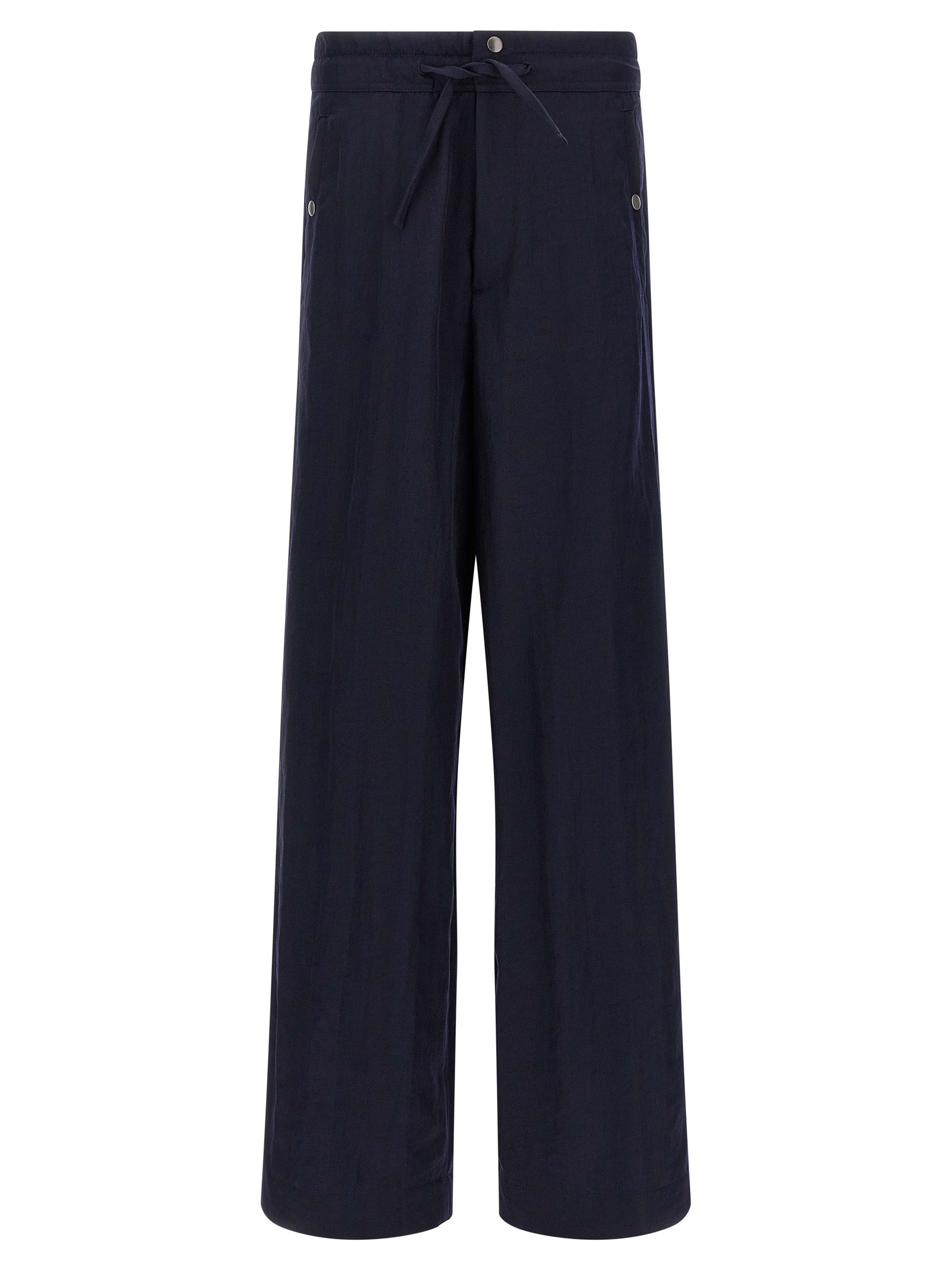 Blue Nylon Casual Pants
