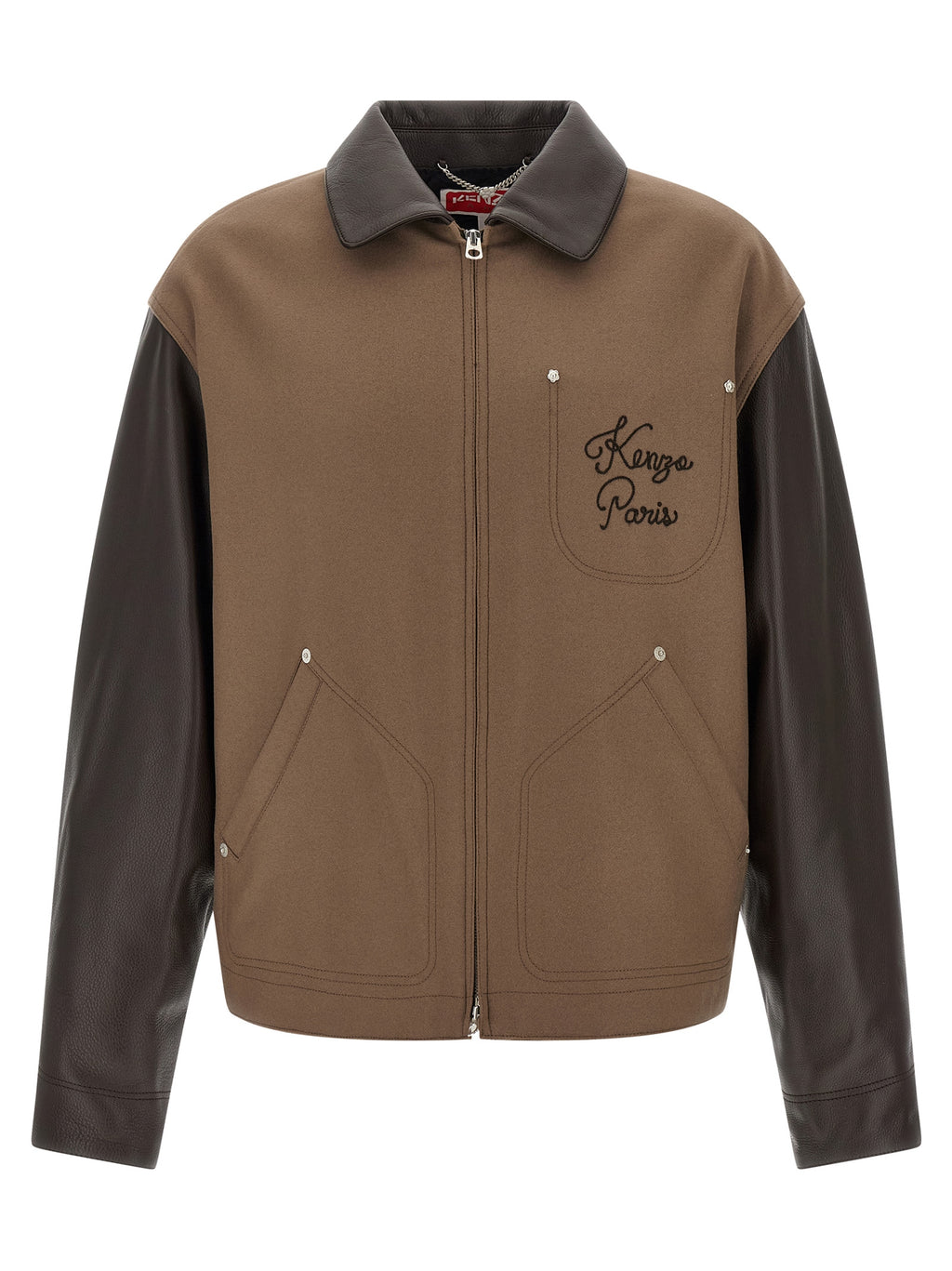 Brown Virgin Wool Leather Jacket