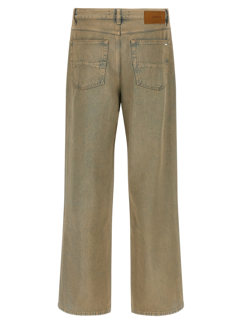 Beige Cotton Straight-Leg Jeans