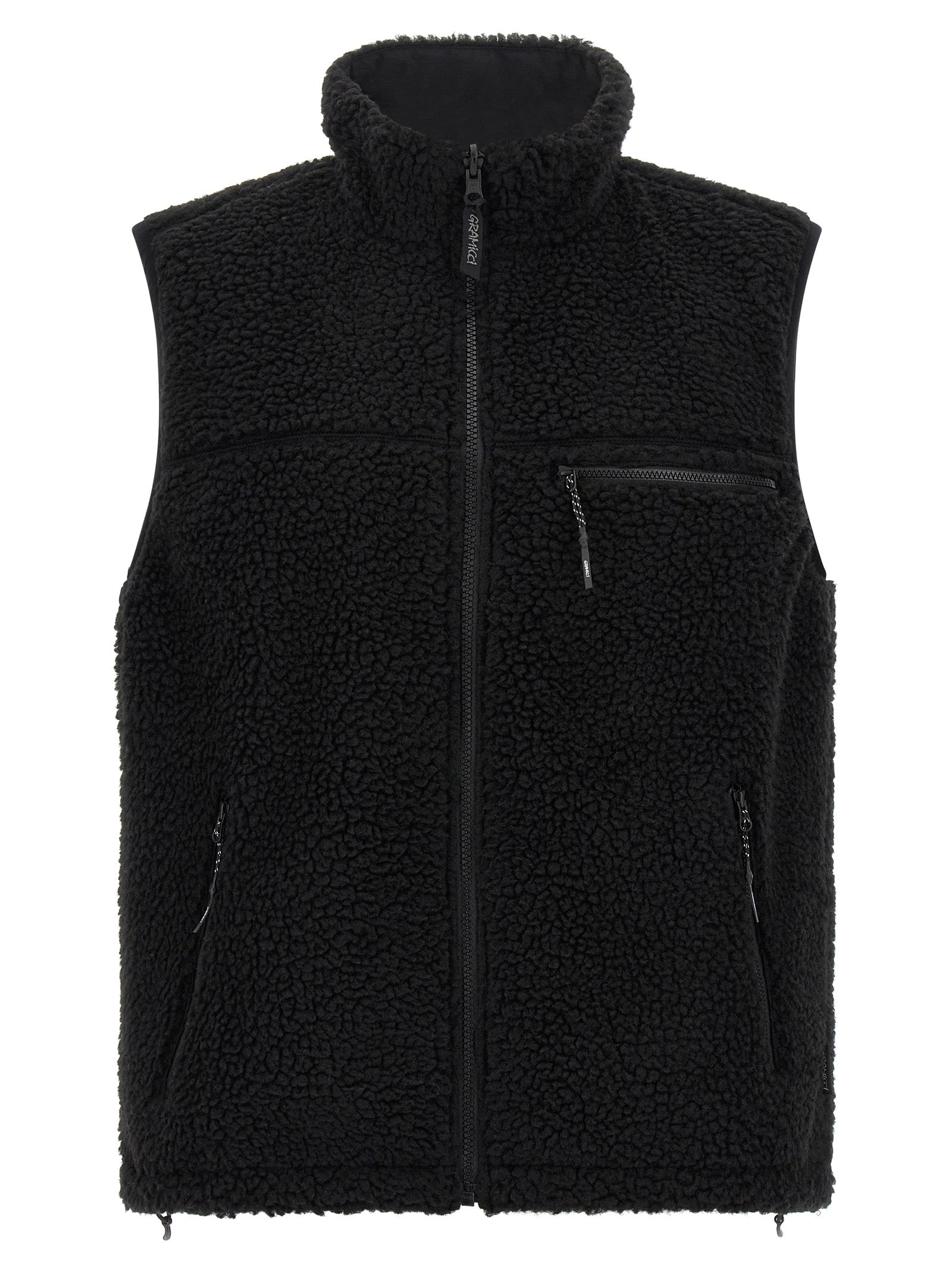 Black Polyester Sleeveless Jacket