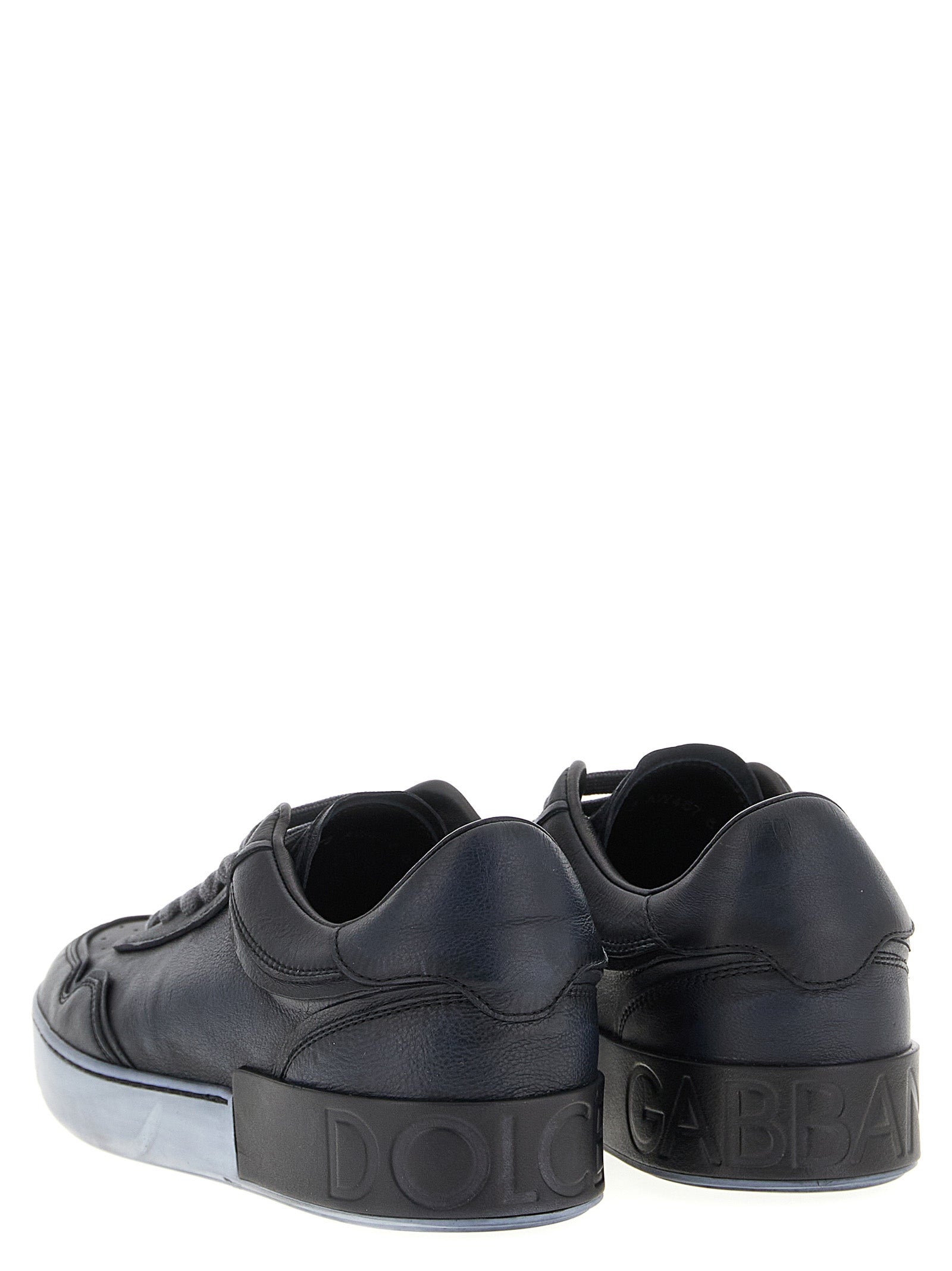 Black Lamb Leather Low Top Sneakers