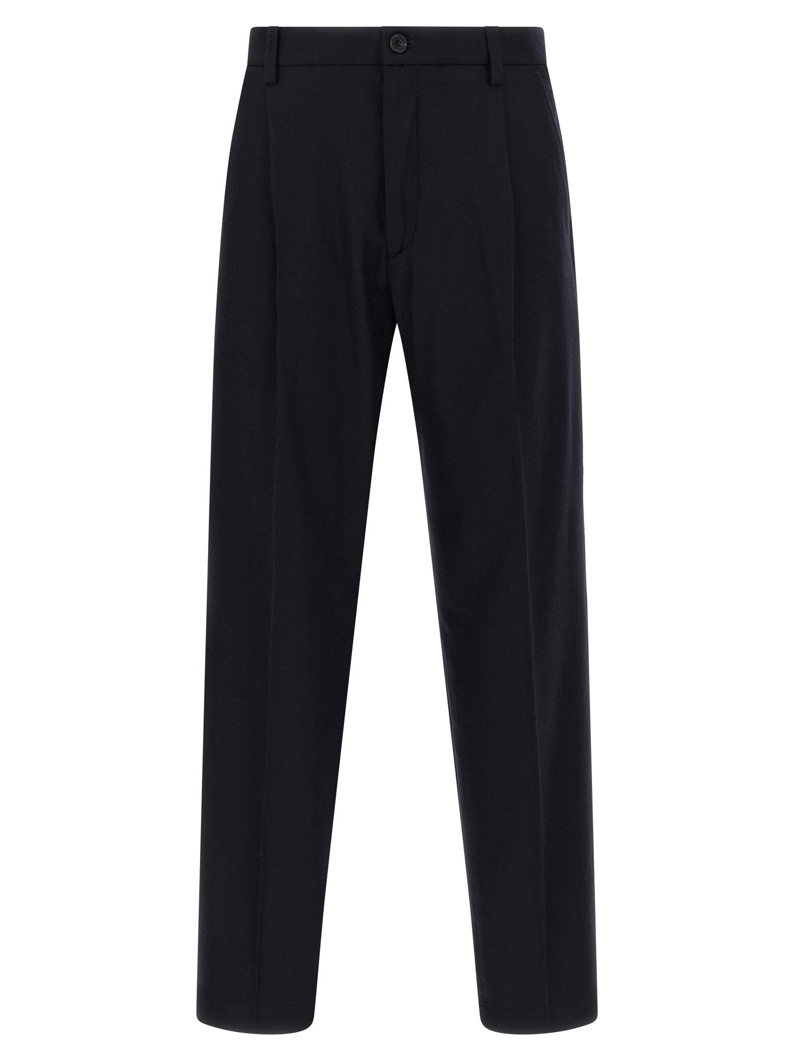 Blue Wool Casual Pants