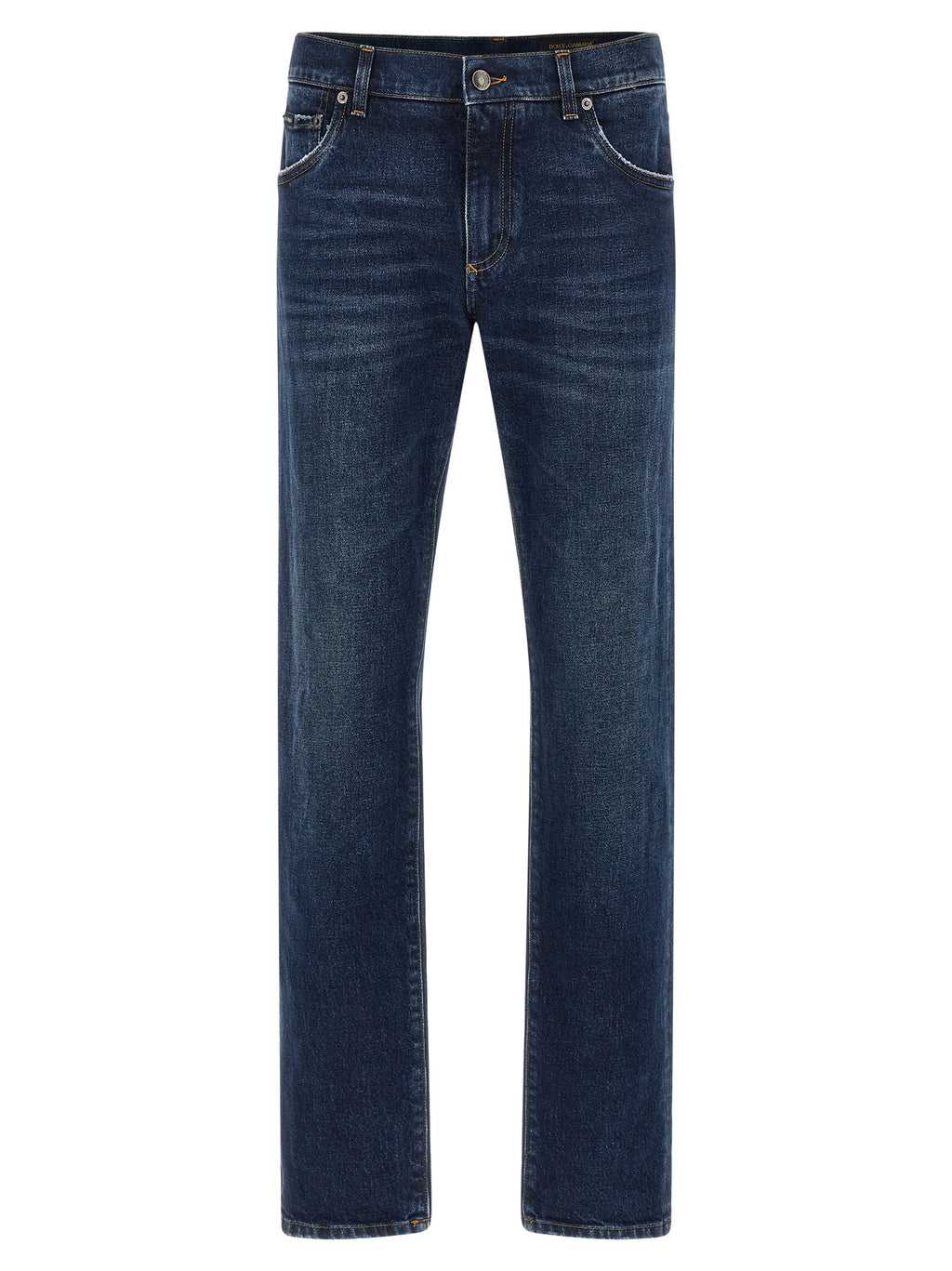 Blue Cotton Straight-Leg Jeans