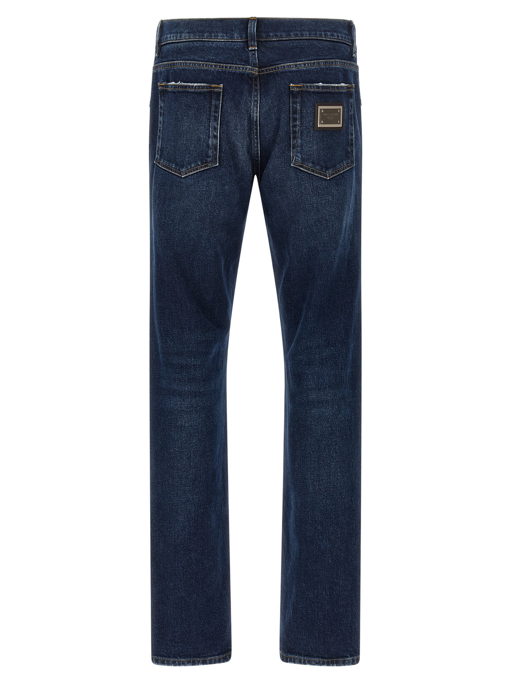 Blue Cotton Straight-Leg Jeans