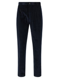 Blue Cotton Casual Pants