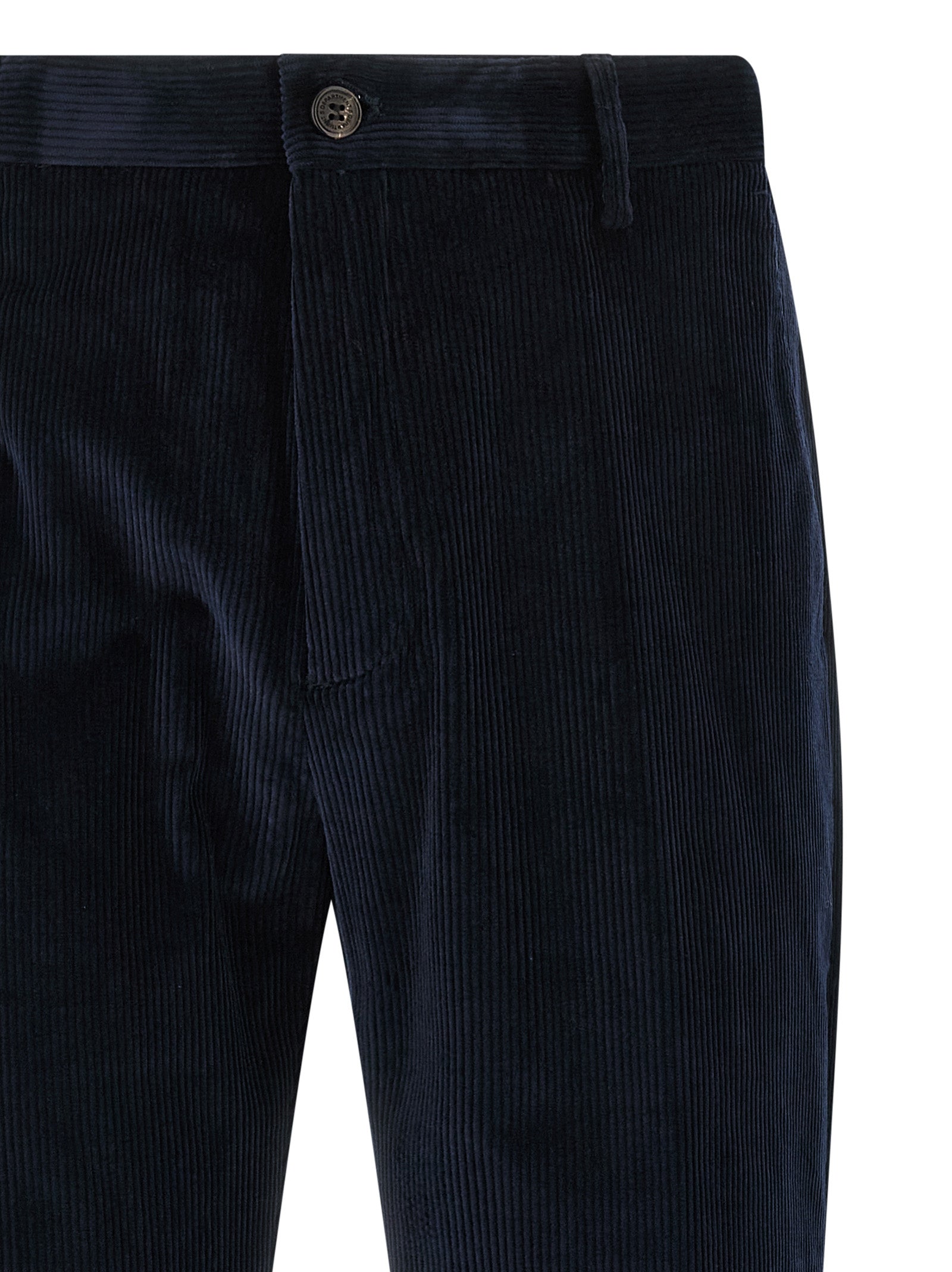 Blue Cotton Casual Pants