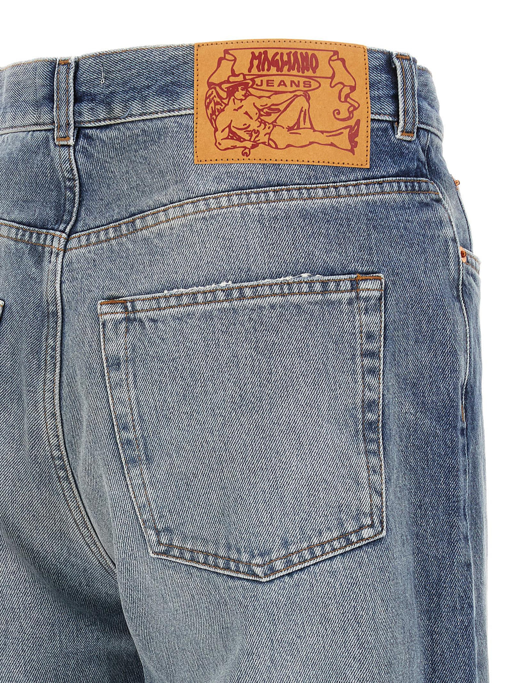 Blue Cotton Straight-Leg Jeans